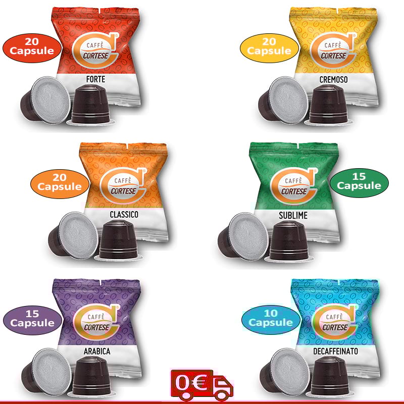 Kit assaggio 100 capsule caffè Cortese compatibili Nespresso