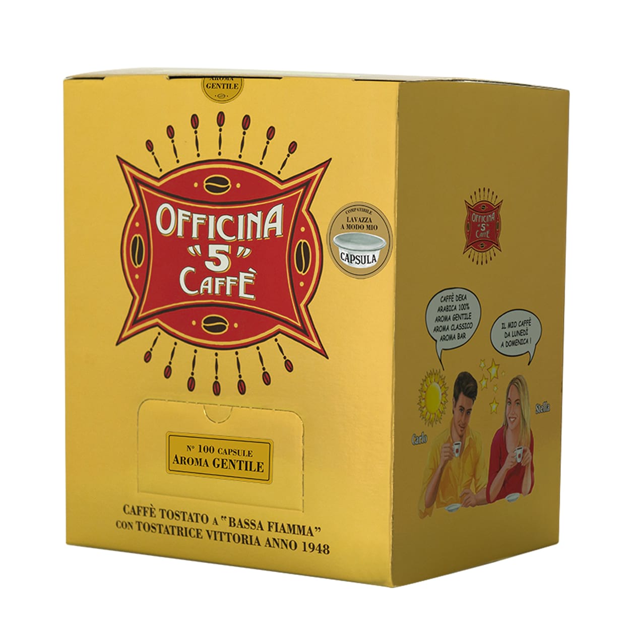 100 capsule Aroma gentile Officina 5 caffè compatibili Lavazza a Modo Mio