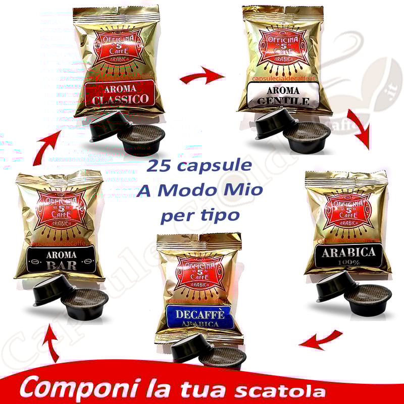 Componi la tua scatola di capsule Officina 5 caffè compatibili Lavazza a Modo Mio
