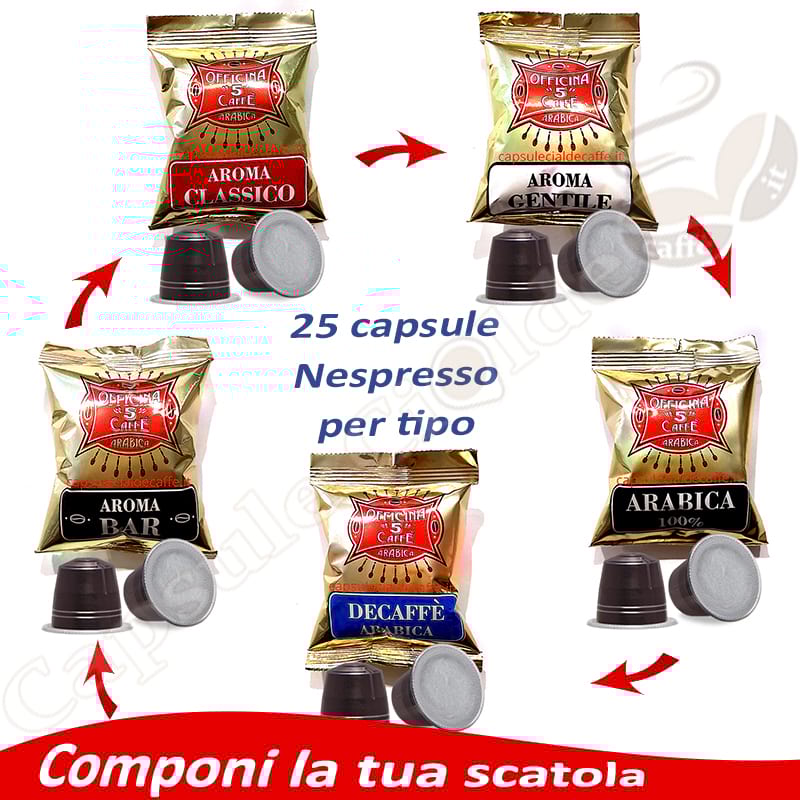 Componi la tua scatola di capsule Officina 5 caffè compatibili Nespresso