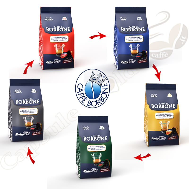 Confezione mista capsule Borbone compatibili Nescafè Dolce Gusto