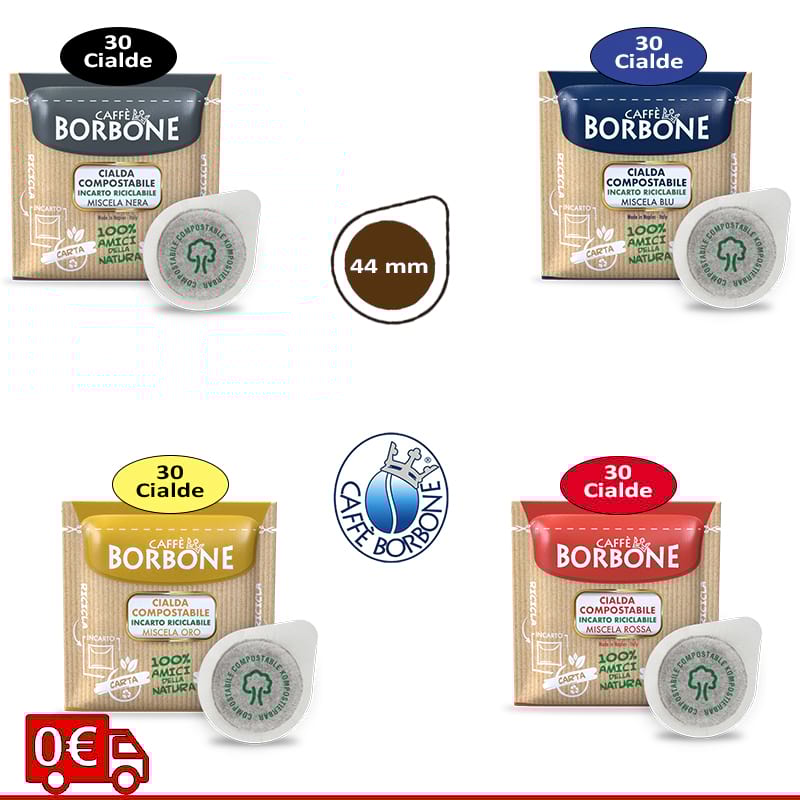 kit assaggio 100 cialde miste 44 mm caffè Borbone
