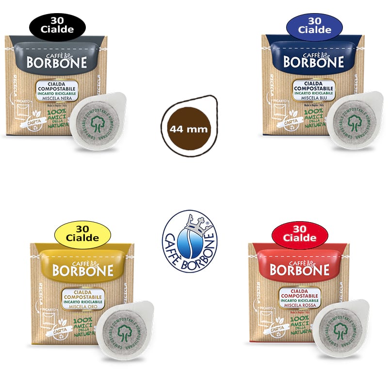 Confezione mista caffè Borbone 100 cialde Ese 44 mm
