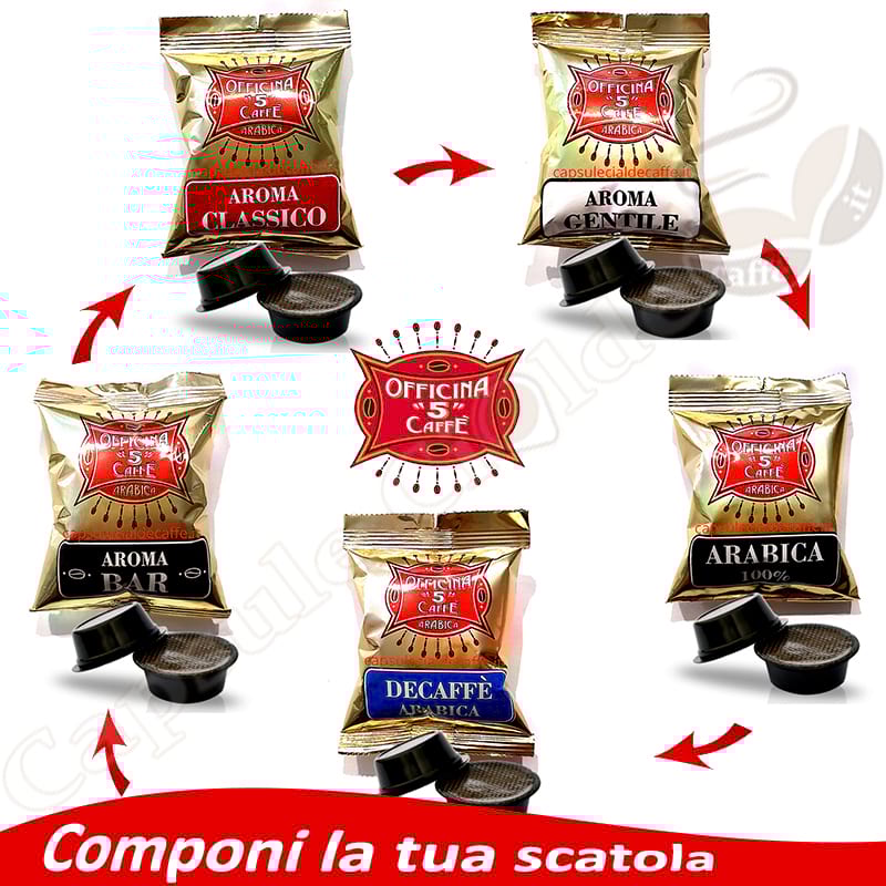 Scatola mista di capsule Officina 5 caffè compatibili Lavazza a Modo Mio