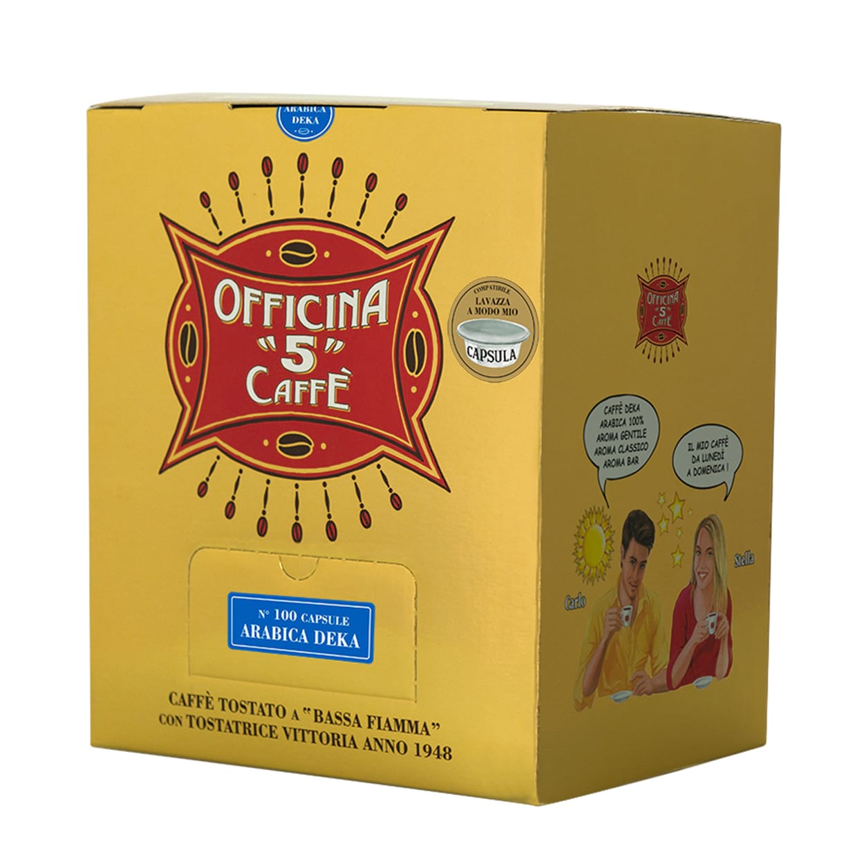 100 capsule Decaffè Officina 5 caffè compatibili Lavazza a Modo Mio