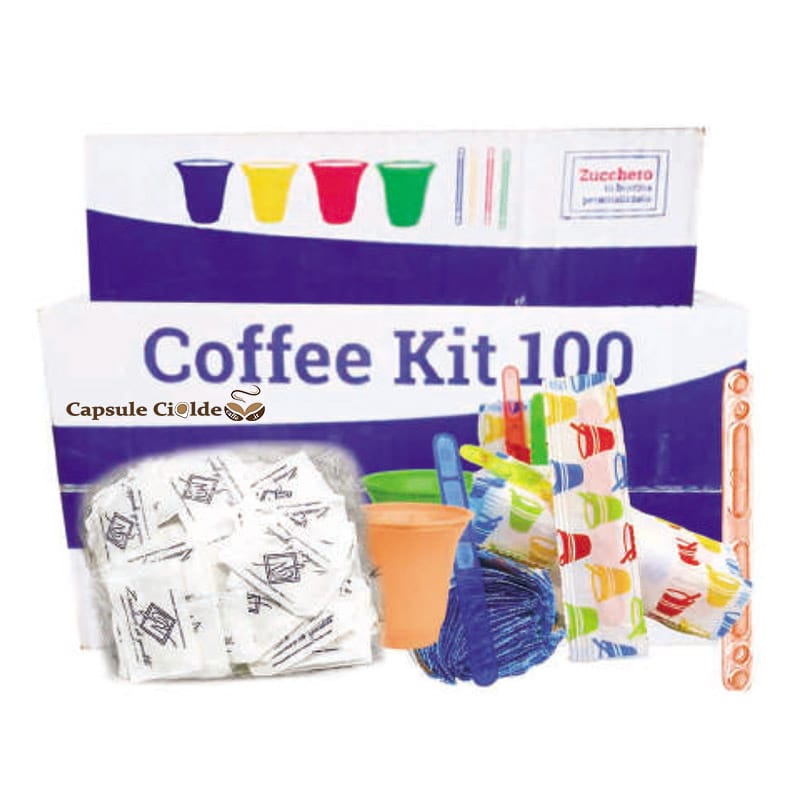 Kit accessori caffe, bicchierini, zucchero e palette