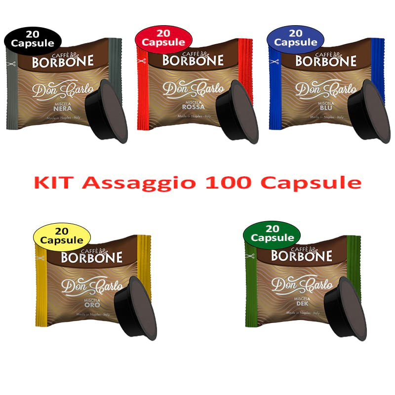 Kit assaggio caffè Borbone 100 Capsule compatibili Lavazza a Modo Mio