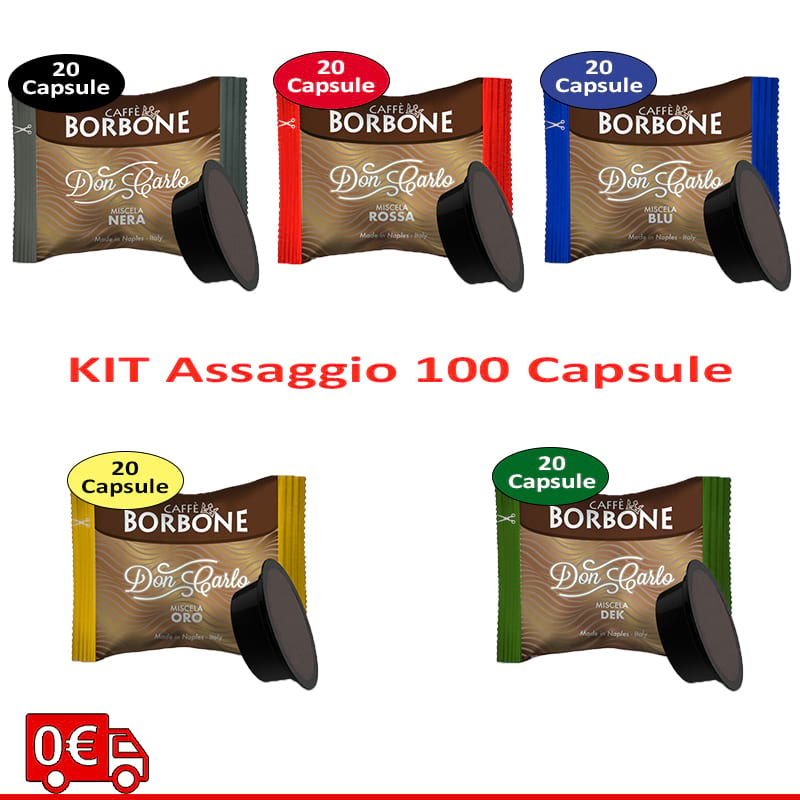 Kit assaggio caffè Borbone 100 Capsule compatibili Lavazza a Modo Mio spedizione gratuita