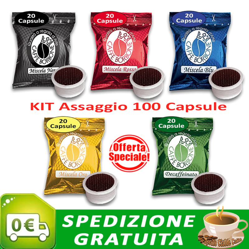 Kit assaggio caffè Borbone 100 capsule Lavazza Espresso Point