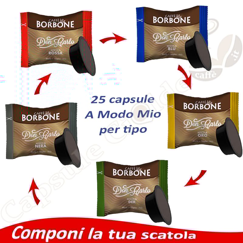 componi la tua scatola di capsule borbone compatibili lavazza a modo mio